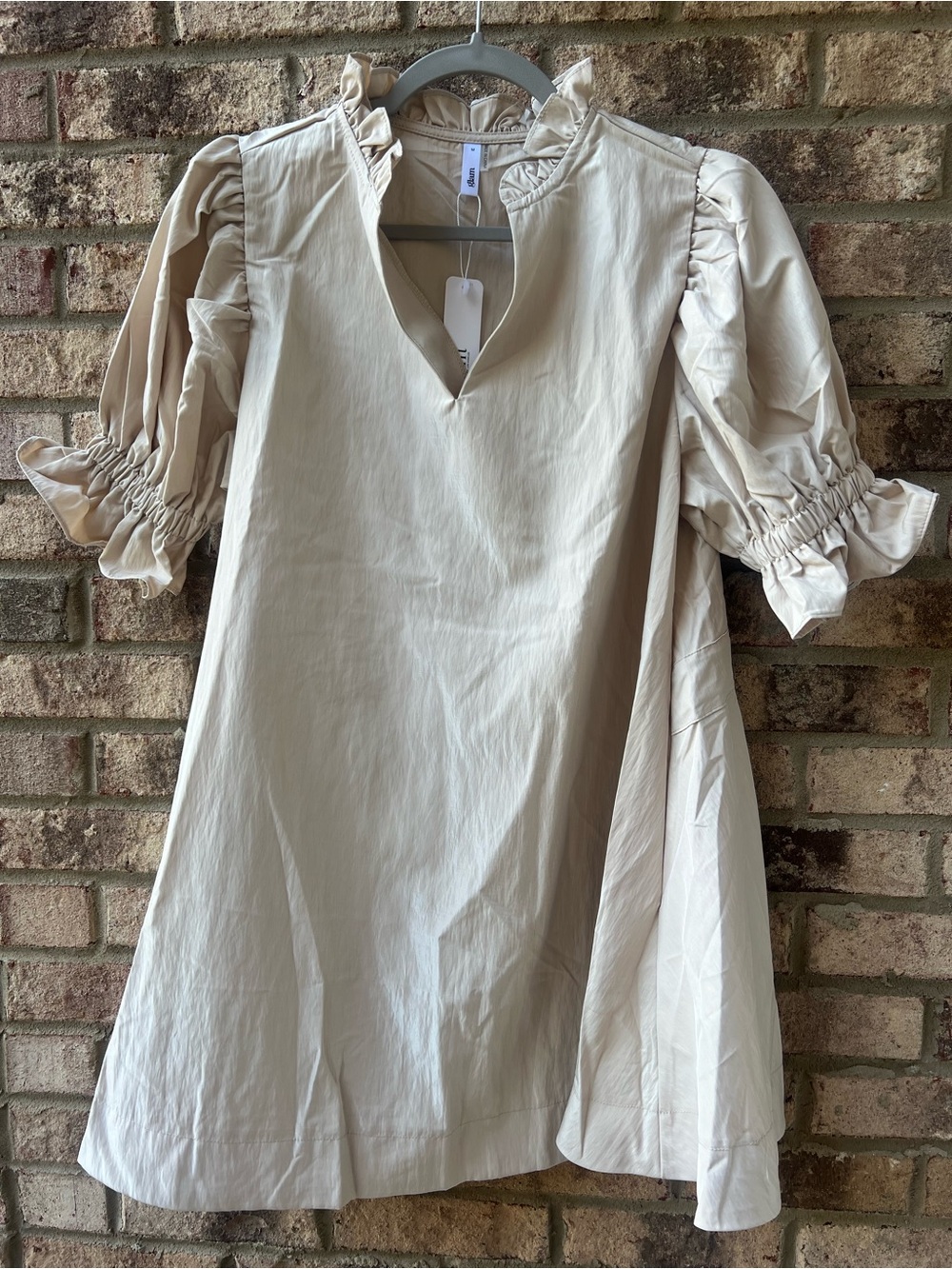glam Cream Ruffle-Trim Mini Dress